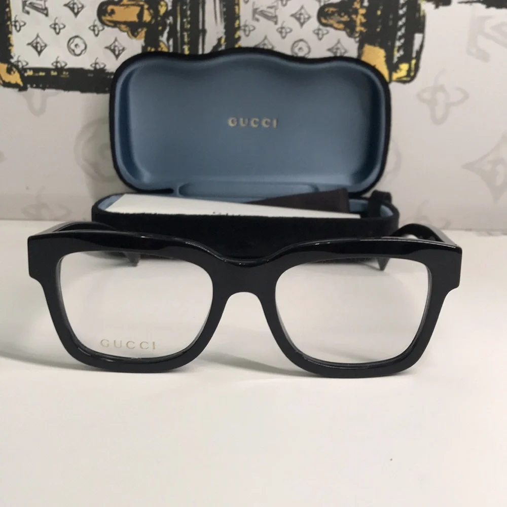 ✨ Luxury New Authentic Gucci GG1138O 001 Black Square Eyeglasses ✨